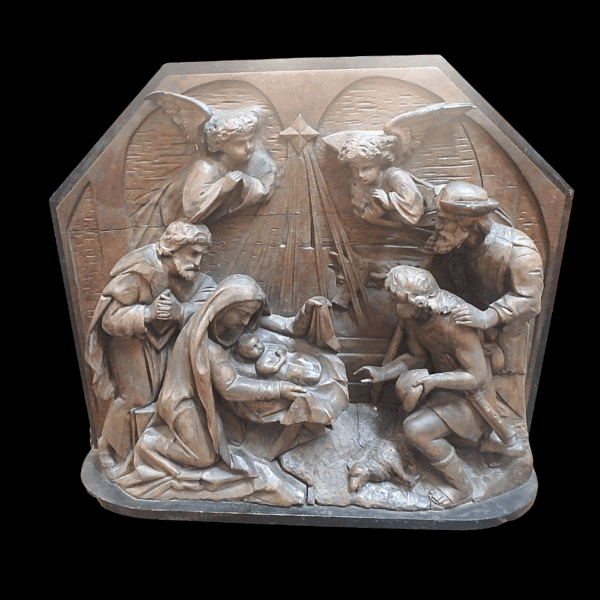 Carved Walnut Relief Group of The Adoration of The Magi – 19th Century