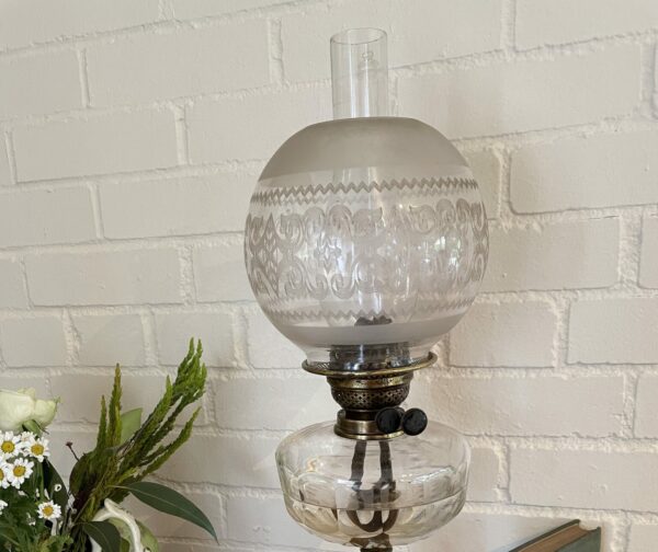 Victorian Glass and Brass oil Lamp