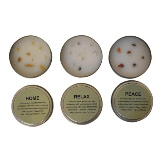 Set of 3 Spiritual Candles – Home – Peace – Relax