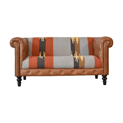 Durrie & Leather 2 Seater Sofa